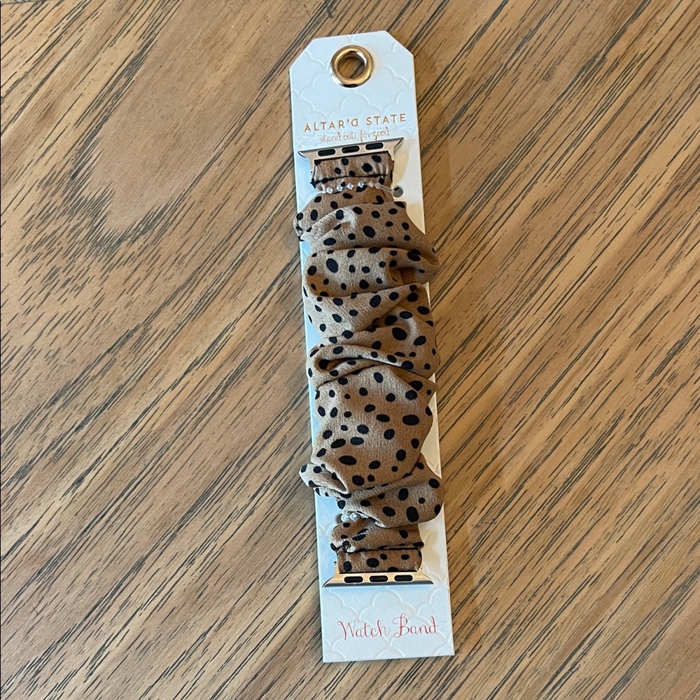 Altar'd State Tan and Black Polka Dot Scrunchie Watch Band